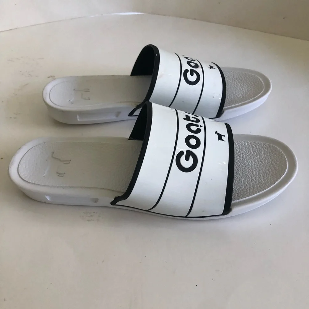 GOATS Toddler Kids The Slide white/Black Logo Slide Sandals Size 12